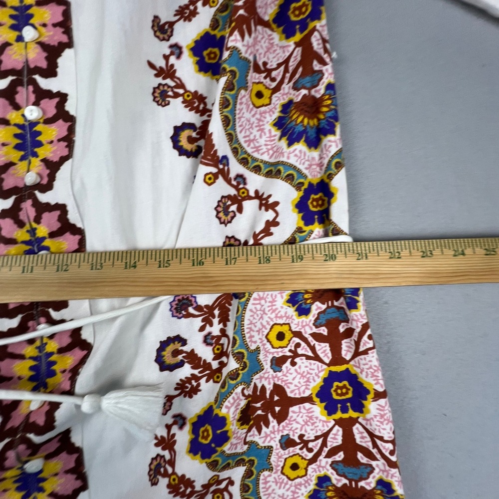 Cleobella Maxi Dress Womens Small White Floral Paisley Cotton Linen Boho Belted - Picture 7 of 16